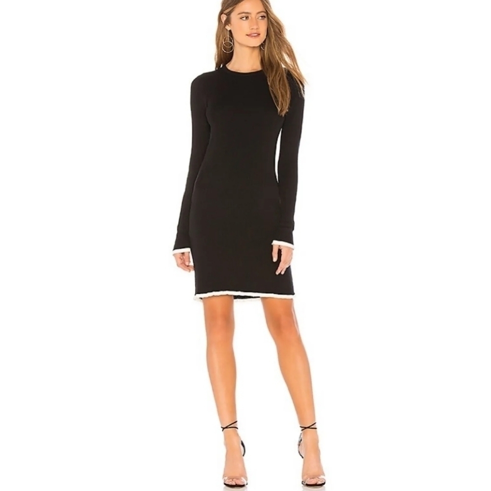 Equipment Black Fifi Long Sleeve Ribbed Sweater Dress L